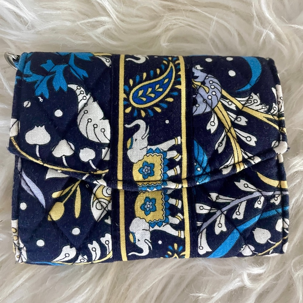Vera Bradley Small Wallet Blue Yellow Elephant Print